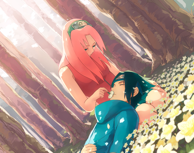 haruno sakura and uchiha sasuke (naruto) drawn by oba-min