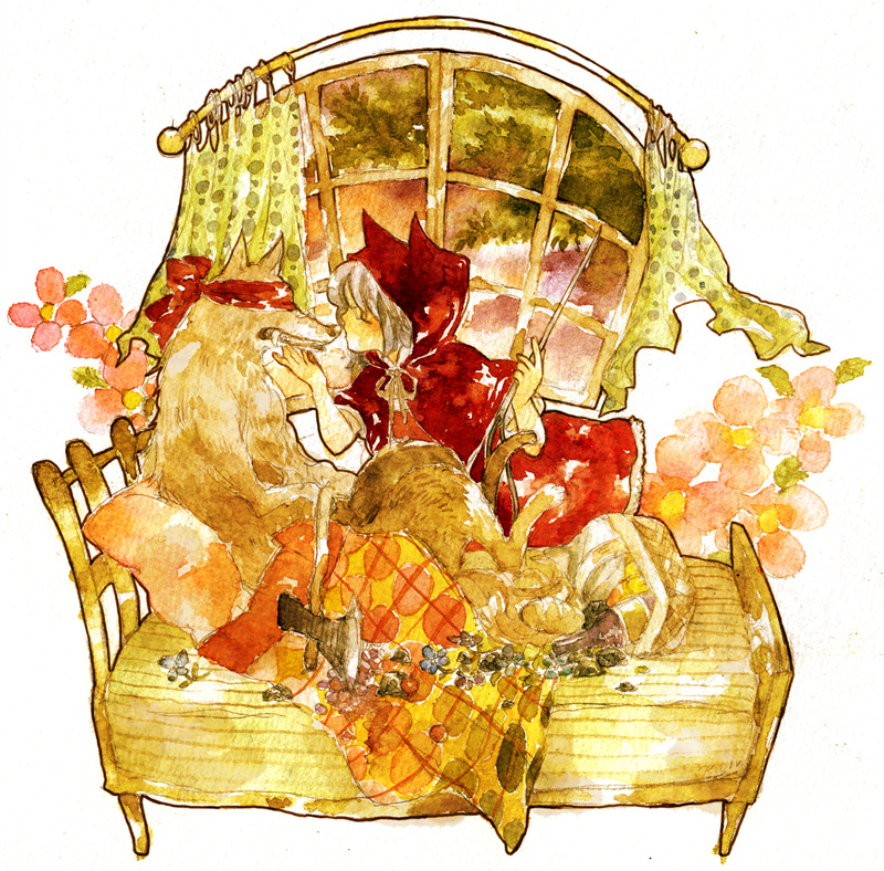 little red riding hood and big bad wolf (original and 1 more) drawn by yoki_(yotosekka)