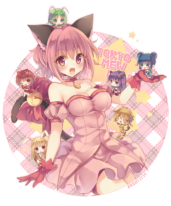 momomiya ichigo, mew ichigo, aizawa mint, fujiwara zakuro, midorikawa lettuce, and 7 more (tokyo mew mew and 1 more) drawn by rento_(rukeai)