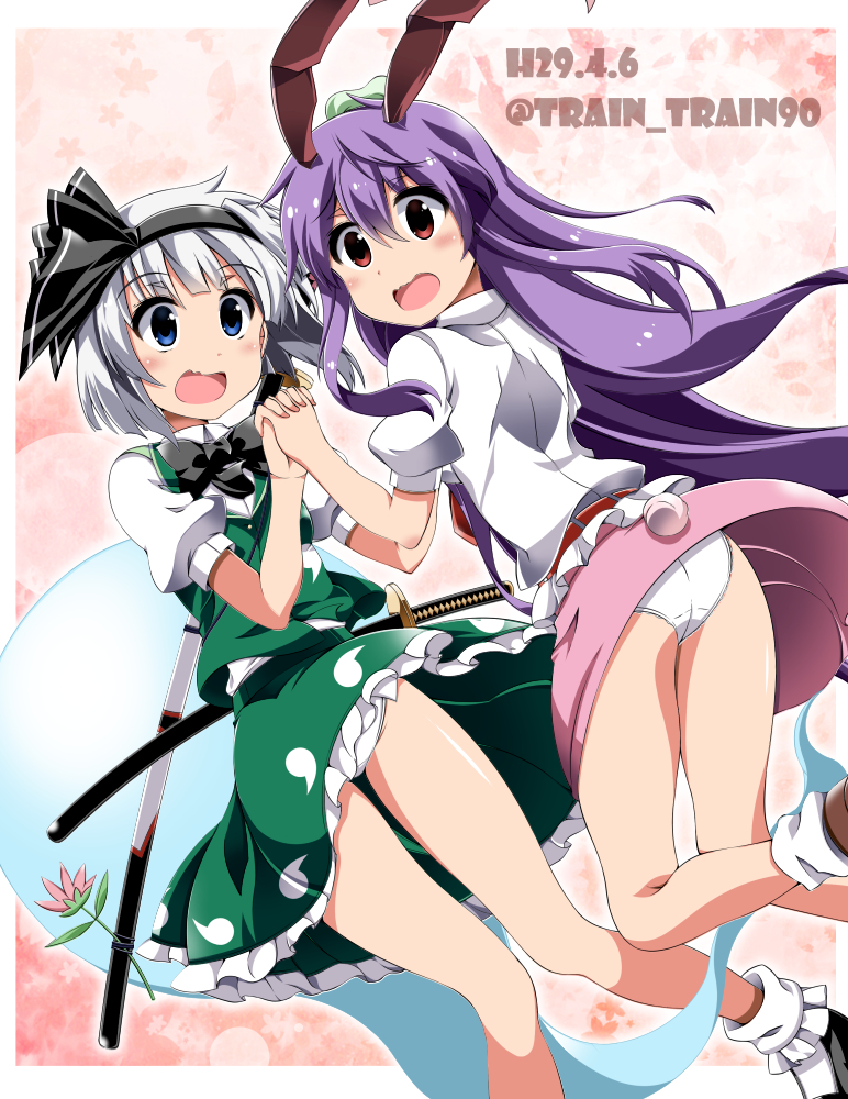 konpaku youmu and reisen udongein inaba (touhou) drawn by train_90