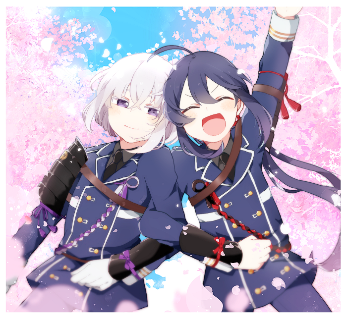 namazuo toushirou and honebami toushirou (touken ranbu) drawn by kanonseinaa