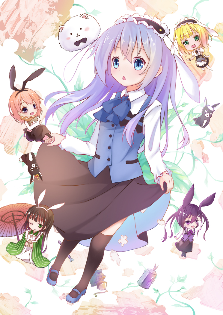 kafuu chino, hoto cocoa, kirima syaro, tippy, tedeza rize, and 3 more (gochuumon wa usagi desu ka?) drawn by dying_(dying0414)