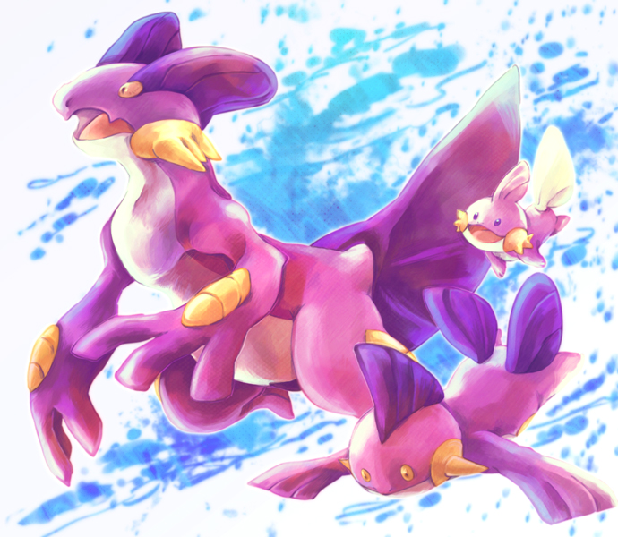 mudkip, swampert, and marshtomp (pokemon) drawn by tomozo_(kuro420)