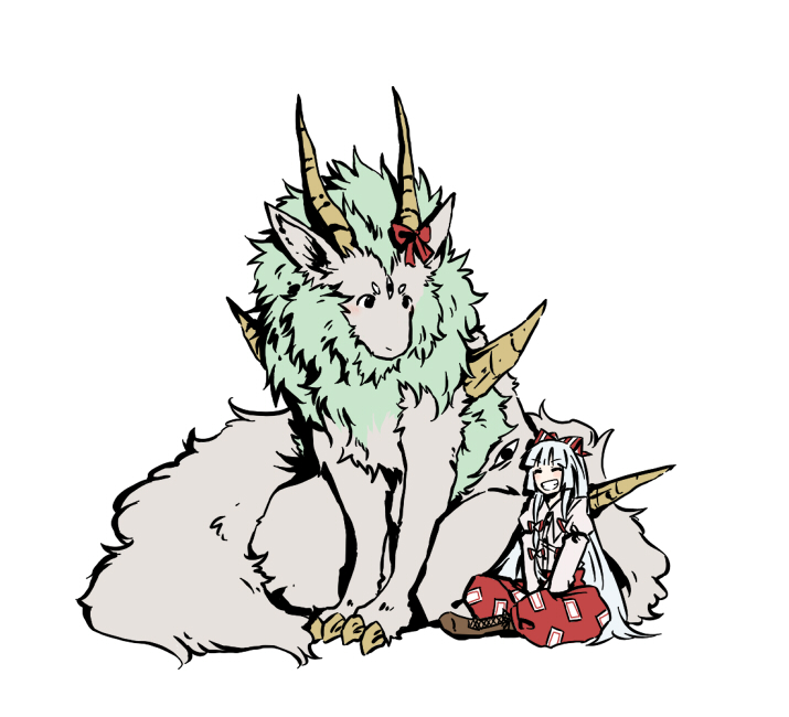 fujiwara no mokou and kamishirasawa keine (touhou) drawn by yomegane