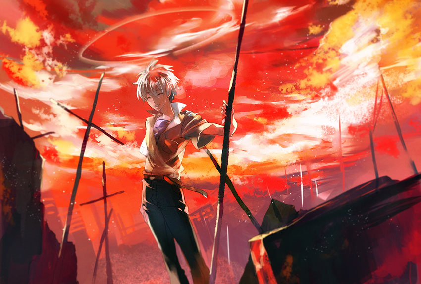 nagisa kaworu (neon genesis evangelion and 1 more) drawn by noki_(affabile)