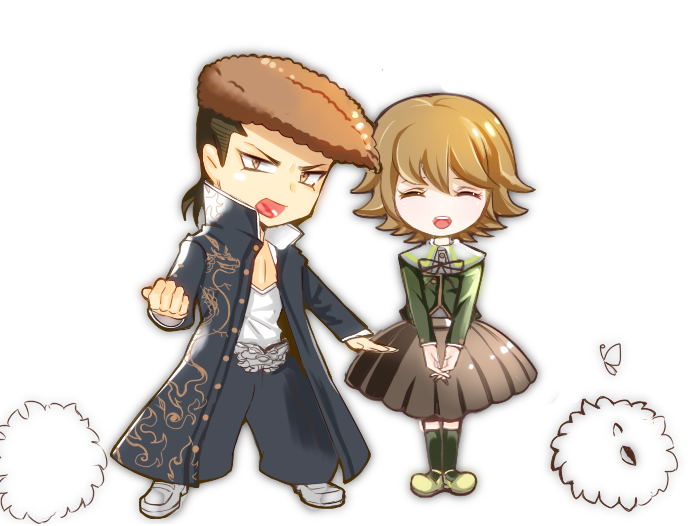 fujisaki chihiro and owada mondo (danganronpa and 1 more) drawn by arare_(ararenore)