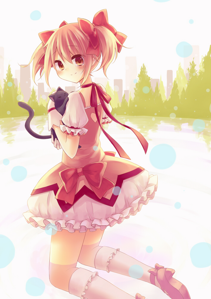 kaname madoka and amy (mahou shoujo madoka magica) drawn by amane_kurumi