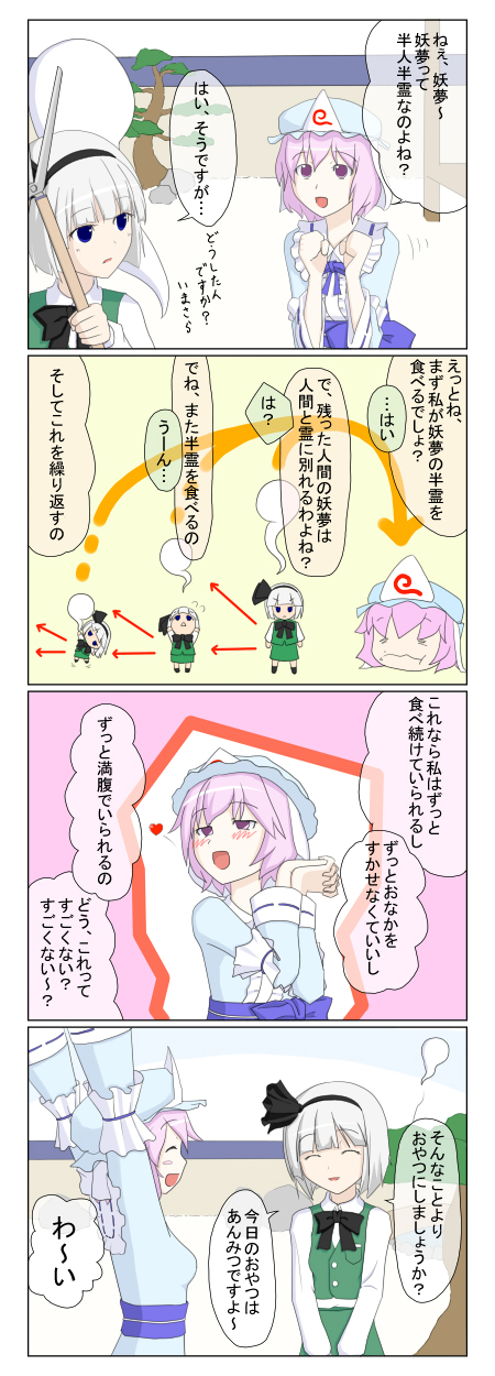 konpaku youmu and saigyouji yuyuko (touhou) drawn by rokugatsu_t