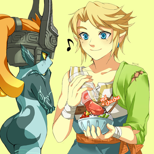 link and midna (the legend of zelda and 1 more) drawn by muse_(rainforest)