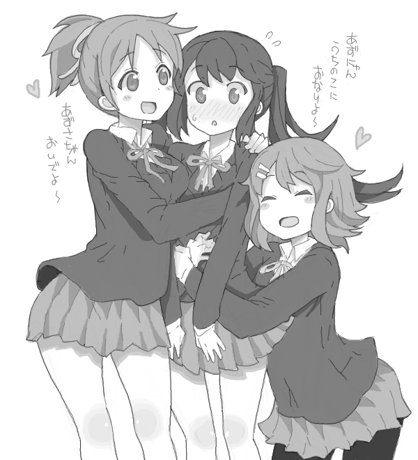 nakano azusa, hirasawa yui, and hirasawa ui (k-on!) drawn by kuzu_kow