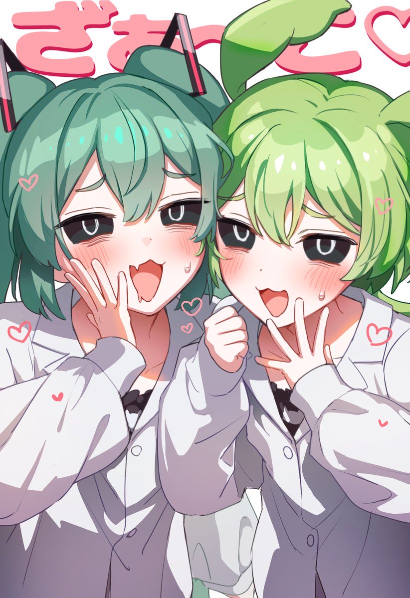 hatsune miku and zundamon (vocaloid and 3 more) drawn by aruminsuko