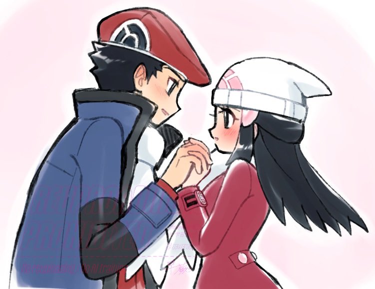 dawn and lucas (pokemon and 2 more) drawn by sawarabi_(sawarabi725)