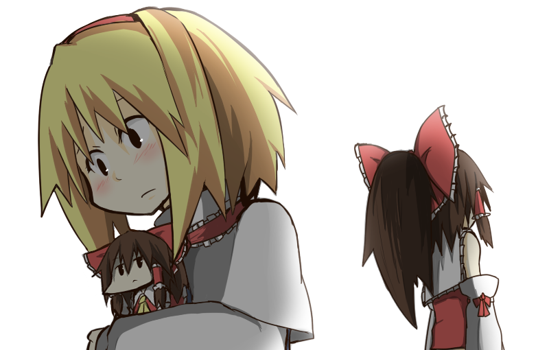hakurei reimu and alice margatroid (touhou) drawn by asyura_kumo