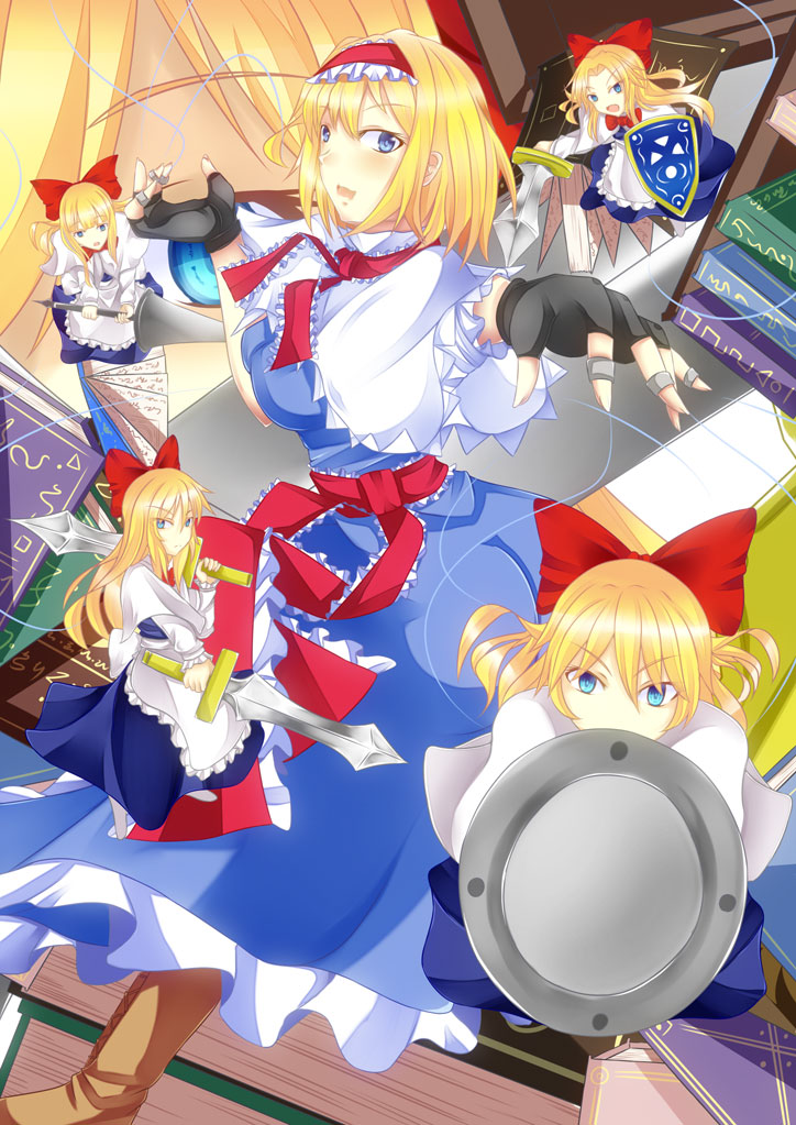 alice margatroid, shanghai doll, and goliath doll (touhou) drawn by kamitsuki_shion