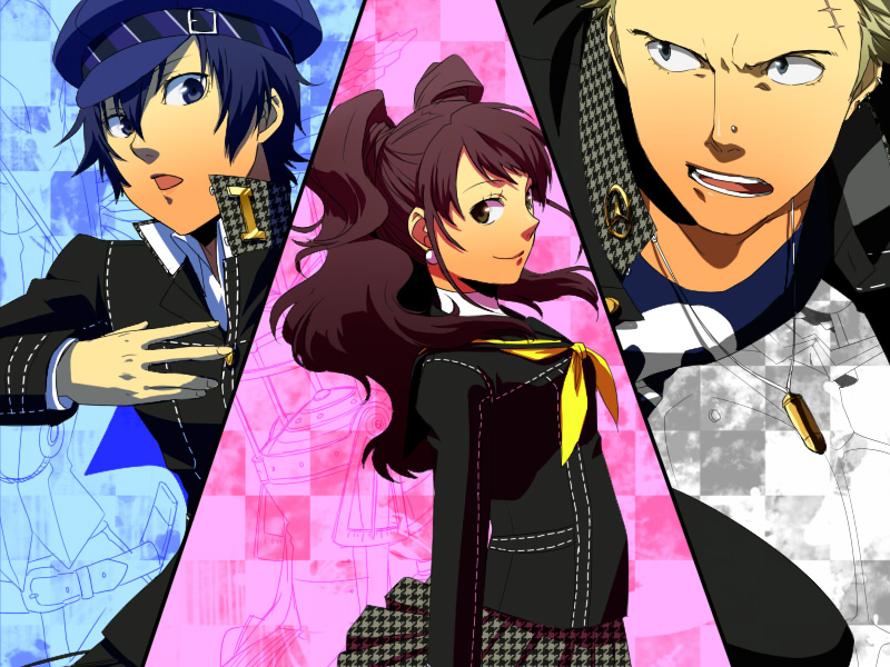 shirogane naoto, kujikawa rise, tatsumi kanji, yamato takeru, rokuten maou, and 1 more (persona and 1 more) drawn by fujino_miyabi