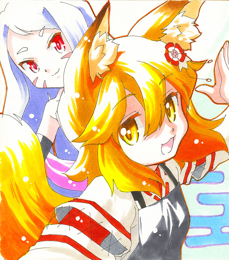 senko and shiro (sewayaki kitsune no senko-san) drawn by mizuki_hitoshi