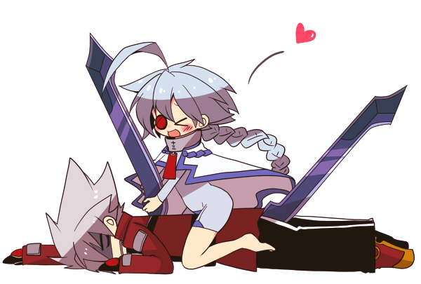 ragna the bloodedge and nu-13 (blazblue) drawn by kuro_yuzu