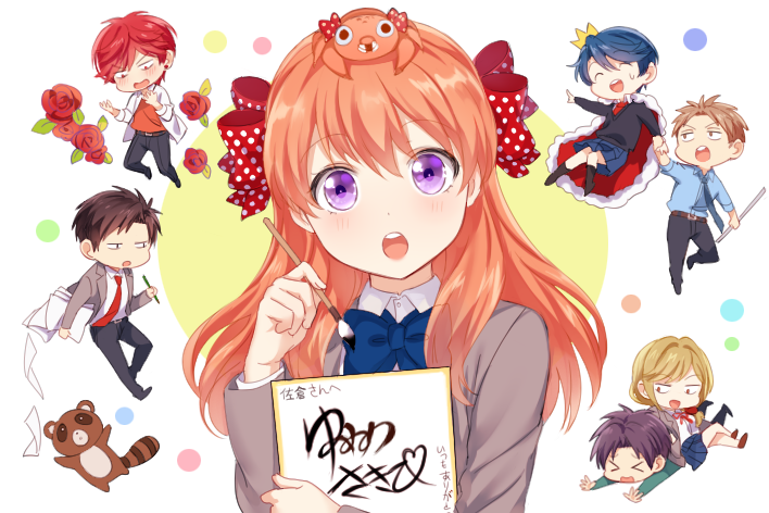 sakura chiyo, kashima yuu, nozaki umetarou, hori masayuki, paras, and 3 more (pokemon and 1 more) drawn by mery_(yangmalgage)