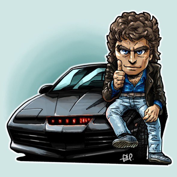 k.i.t.t, david hasselhoff, and michael knight (knight rider) drawn by takedake_(motion_animator)