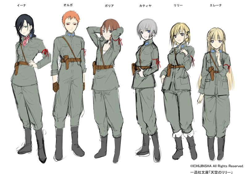 lily, katja, gallia, elena, ina, and 1 more (tenkuu no lily) drawn by masya
