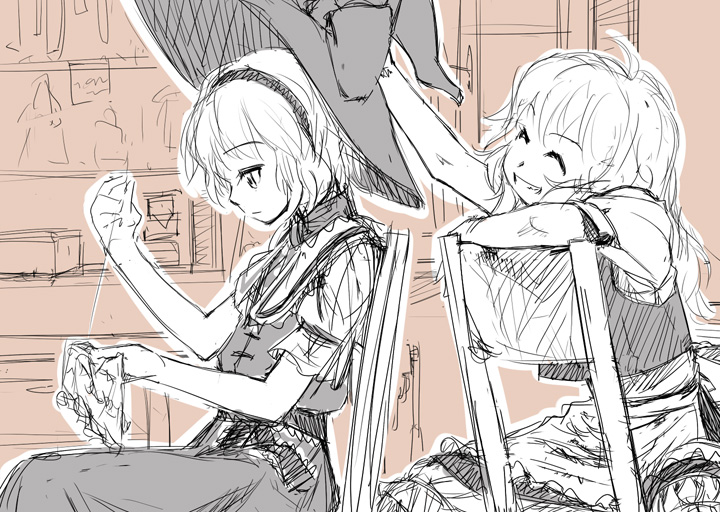 kirisame marisa and alice margatroid (touhou) drawn by sun-3