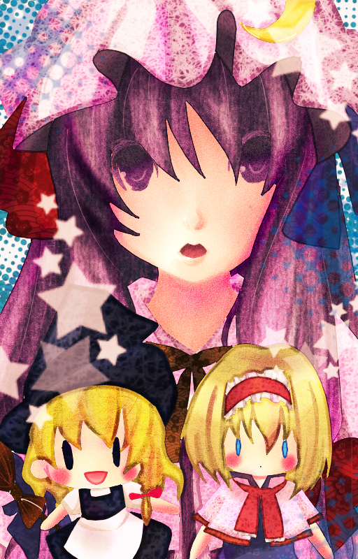 kirisame marisa, alice margatroid, and patchouli knowledge (touhou) drawn by sheeco