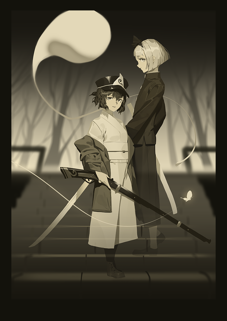 konpaku youmu and saigyouji yuyuko (touhou) drawn by karasu-san_(syh3iua83)