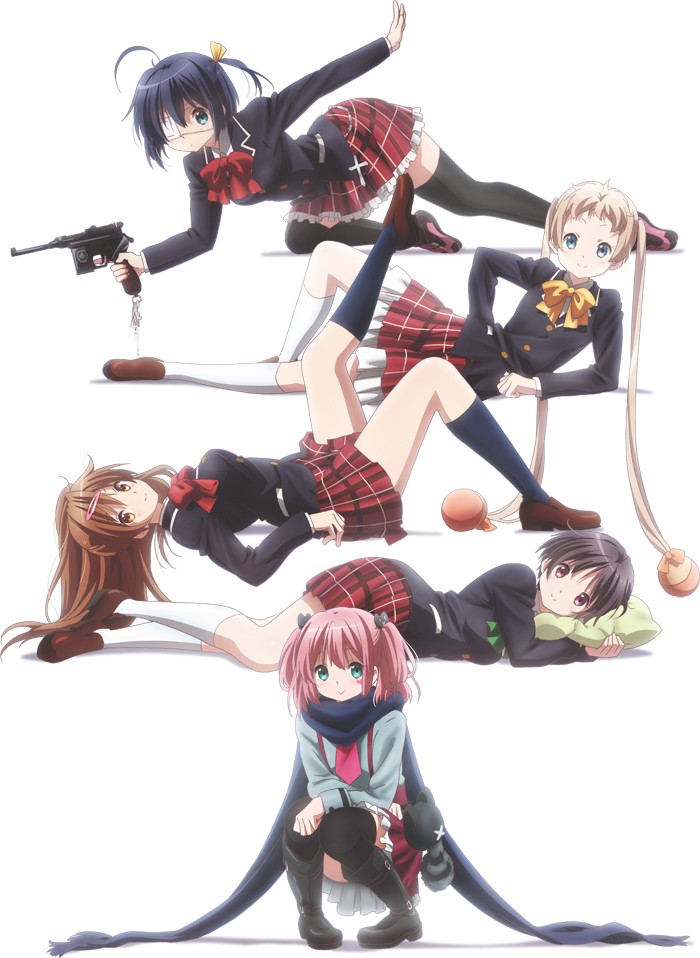 takanashi rikka, nibutani shinka, dekomori sanae, tsuyuri kumin, and shichimiya satone (chuunibyou demo koi ga shitai!)