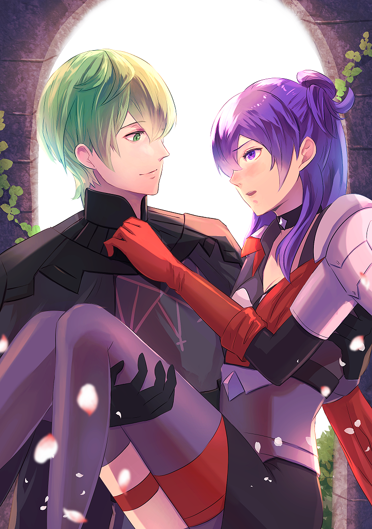 male byleth and female shez (fire emblem and 2 more) drawn by riou_(pooh920)