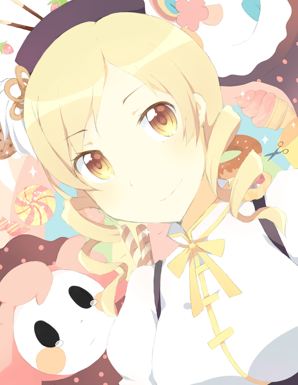 tomoe mami and charlotte (mahou shoujo madoka magica) drawn by kiwi_(artist)