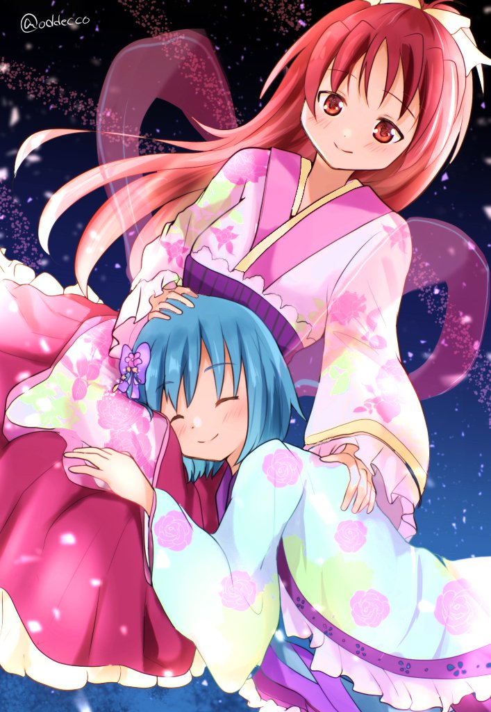 miki sayaka and sakura kyoko (mahou shoujo madoka magica) drawn by oddecco