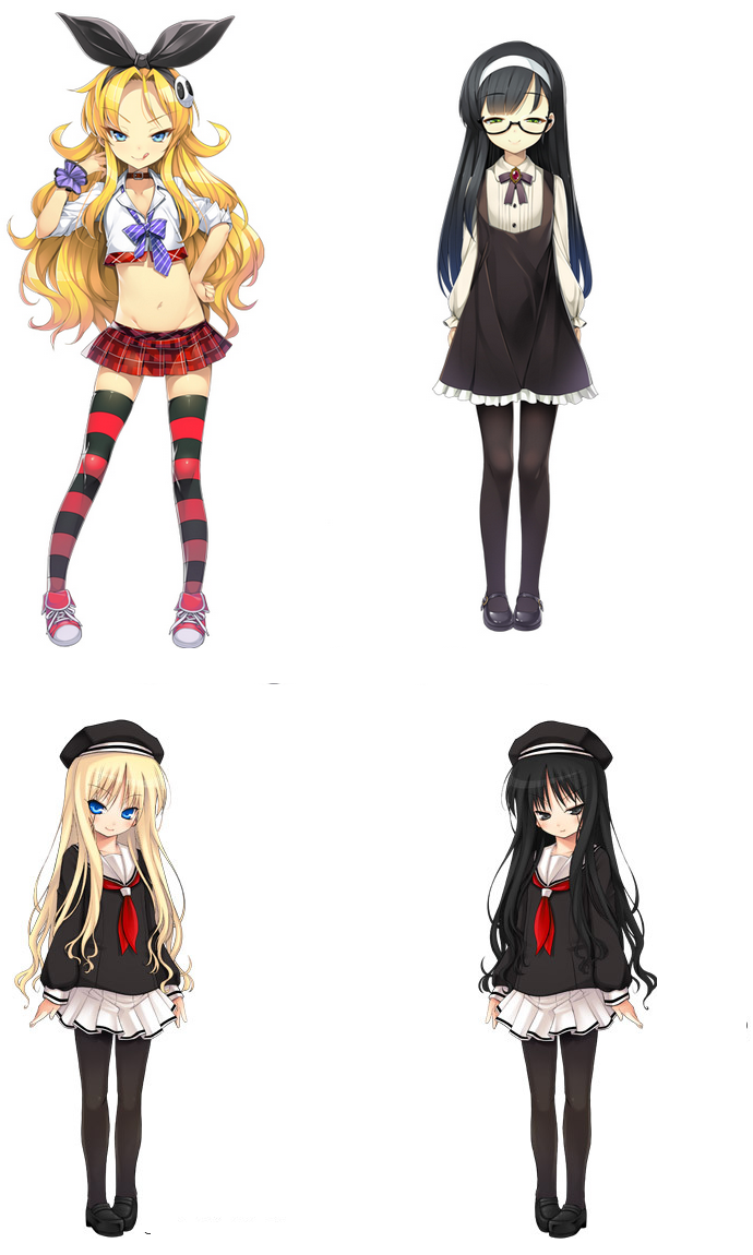 erika, elena, rena, and rika (little bitch and 1 more) drawn by kudan