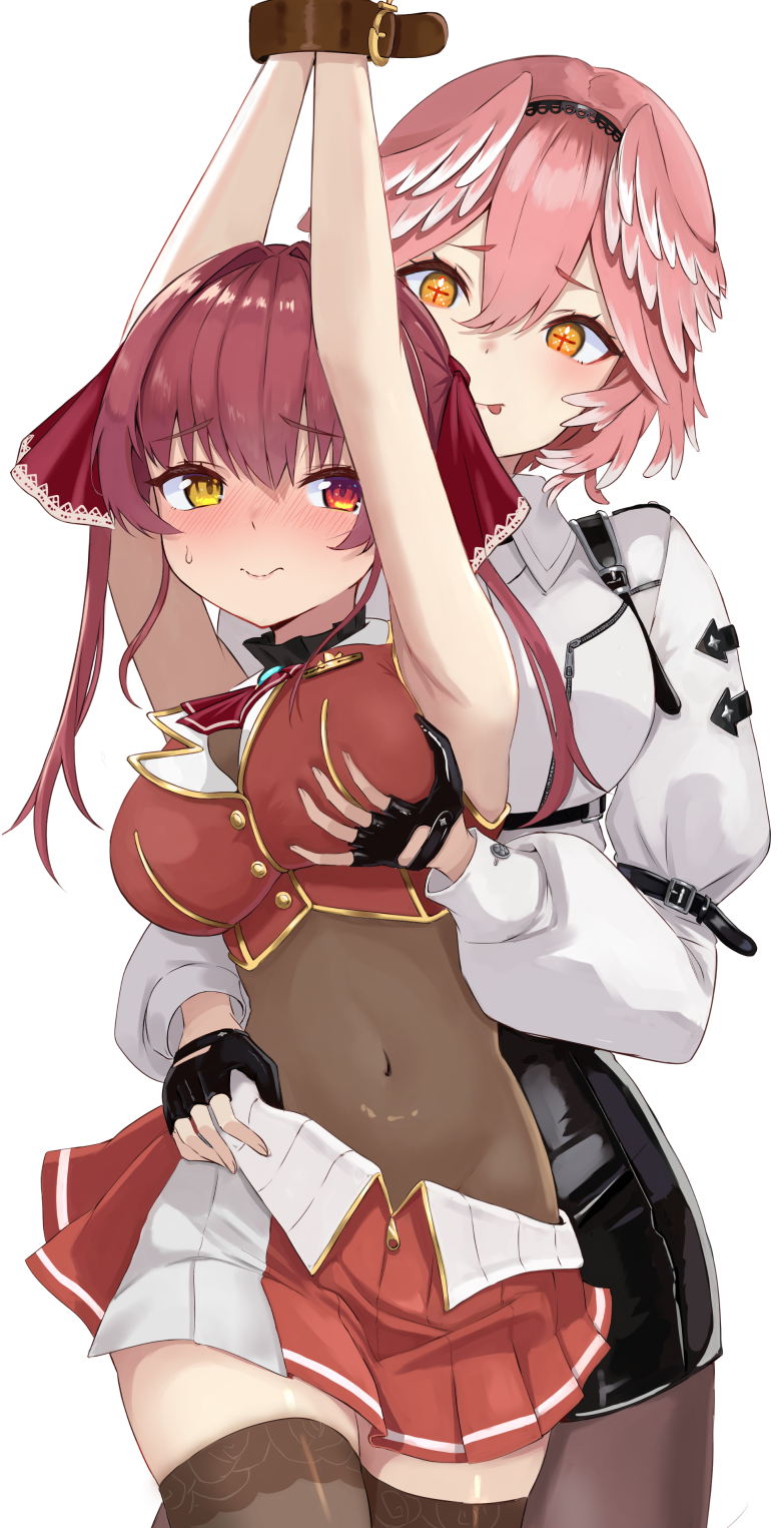 houshou marine and takane lui (hololive) drawn by tonton_utaro