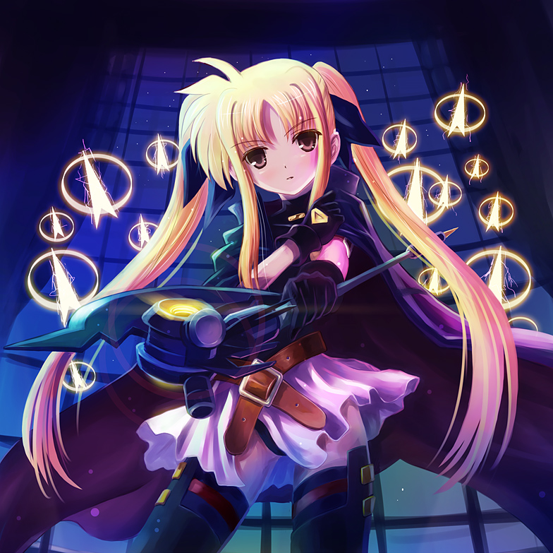 fate testarossa and bardiche (lyrical nanoha and 2 more) drawn by yone