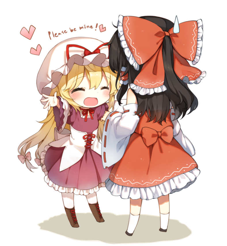 hakurei reimu and yakumo yukari (touhou) drawn by shnva