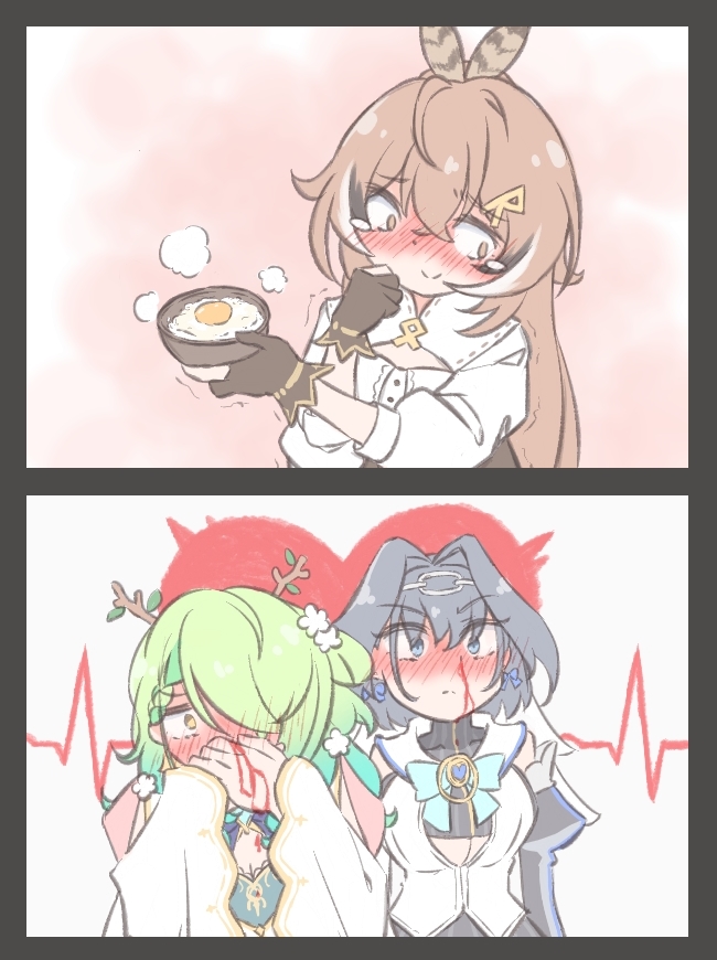 ouro kronii, nanashi mumei, and ceres fauna (hololive and 1 more) drawn by y-shiki