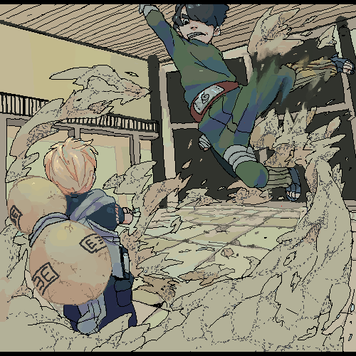 rock lee and gaara (naruto) drawn by gigi_(graffitistelle)