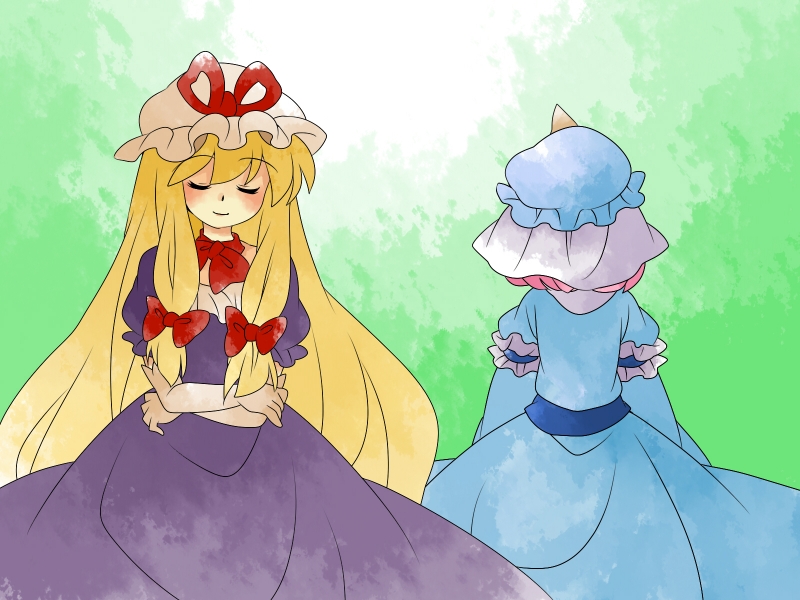 yakumo yukari and saigyouji yuyuko (touhou) drawn by hammer_(sunset_beach)