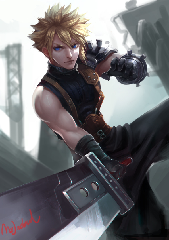 cloud strife (final fantasy and 1 more) drawn by mxj