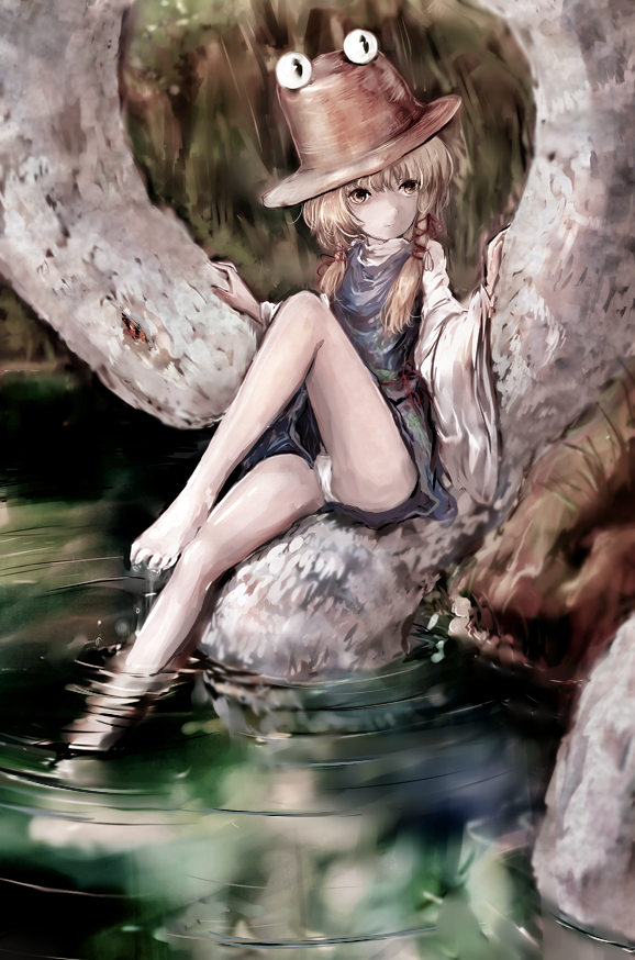 moriya suwako and mishaguji (touhou) drawn by nekoya_(liu)