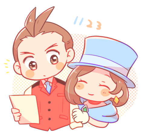 apollo justice and trucy wright (ace attorney) drawn by mai8484