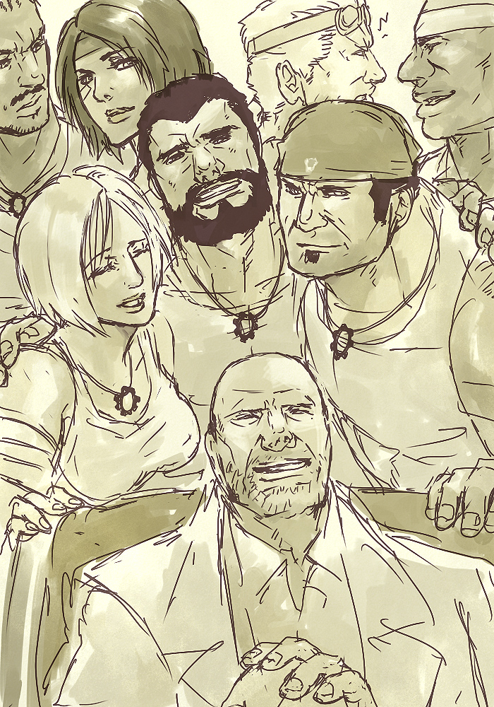 marcus fenix, dominic santiago, anya stroud, damon baird, augustus cole, and 3 more (gears of war) drawn by yuriko2755
