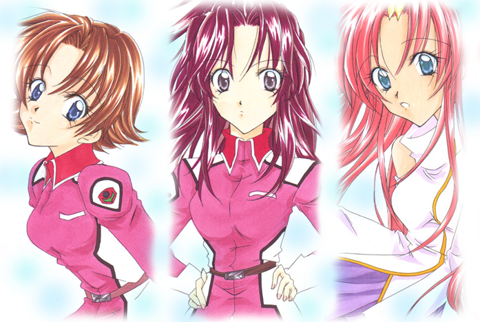 lacus clyne, miriallia haw, and flay allster (gundam and 1 more)