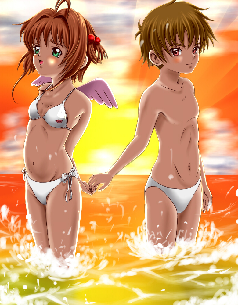 kinomoto sakura and li syaoran (cardcaptor sakura) drawn by ashinagaojisan