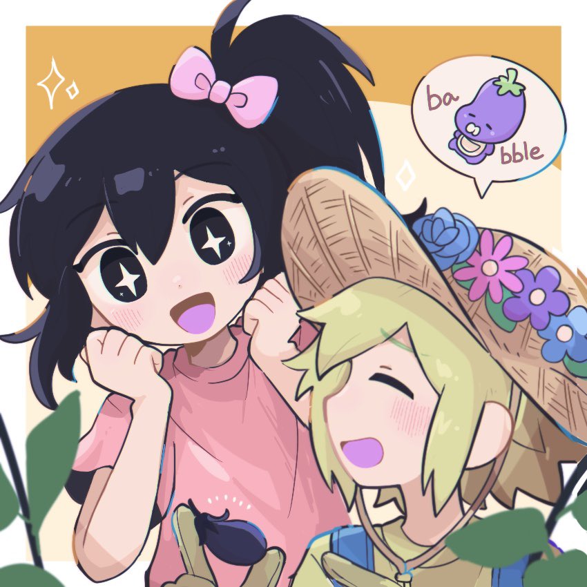 basil, aubrey, and mr. plantegg (omori) drawn by sr_ld_fr