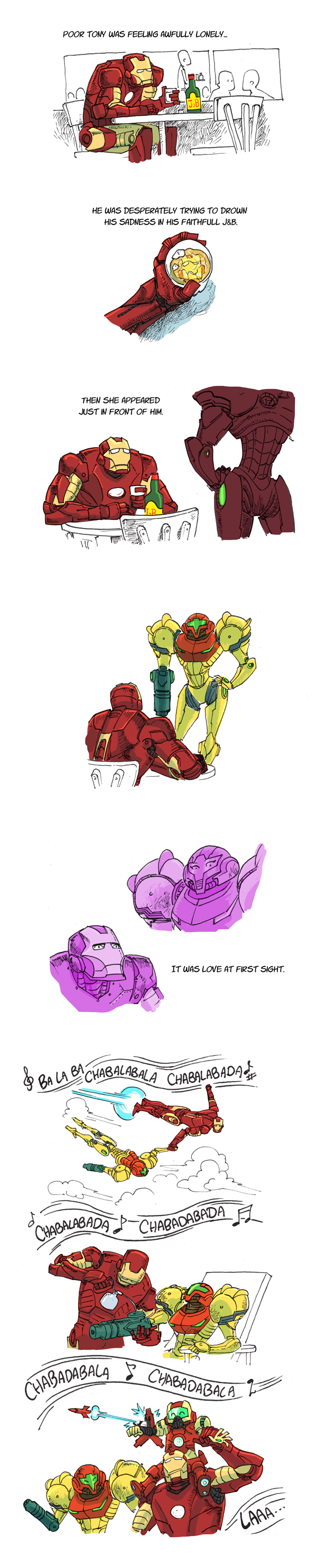 samus aran, tony stark, and iron man (marvel and 1 more) drawn by poipopoi