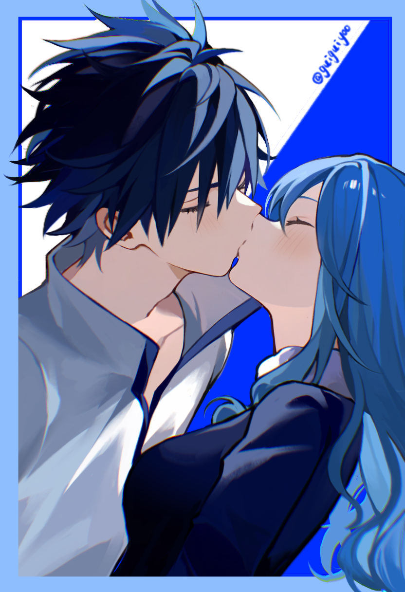 juvia lockser and gray fullbuster (fairy tail) drawn by letitia_(guiguiyoo)