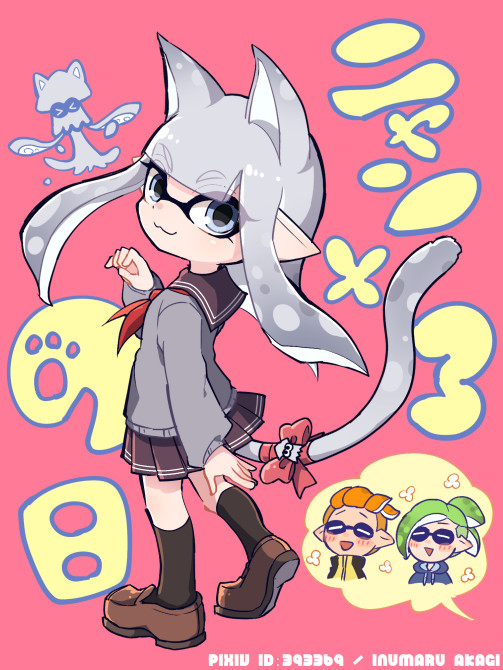 inkling player character, inkling girl, and inkling boy (splatoon) drawn by inumaru_akagi