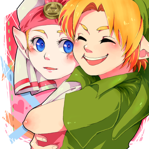 link, princess zelda, young link, and young zelda (the legend of zelda and 1 more) drawn by so_ryou