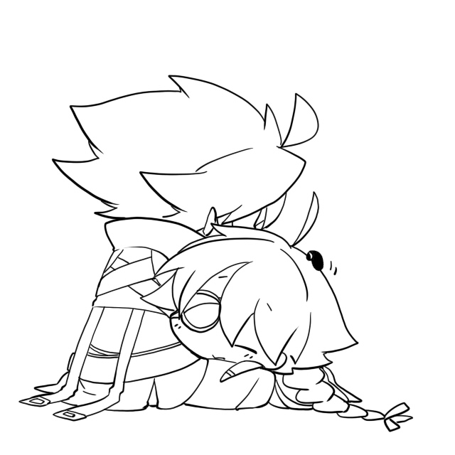 ragna the bloodedge and nu-13 (blazblue) drawn by kuro_yuzu
